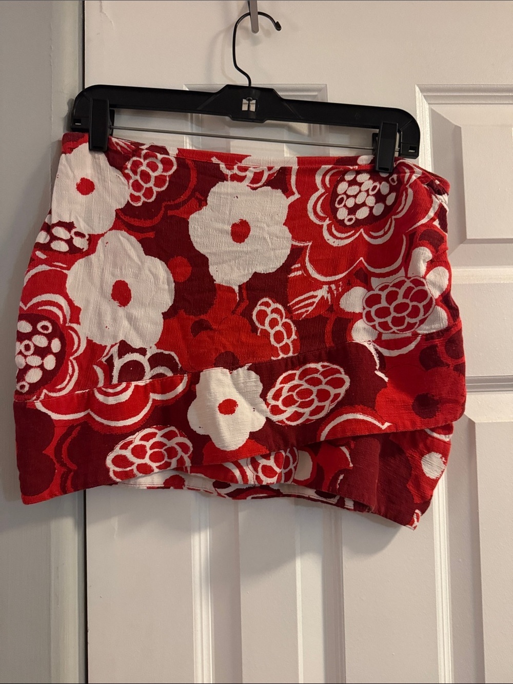Free People Red and White Floral Mini Skirt